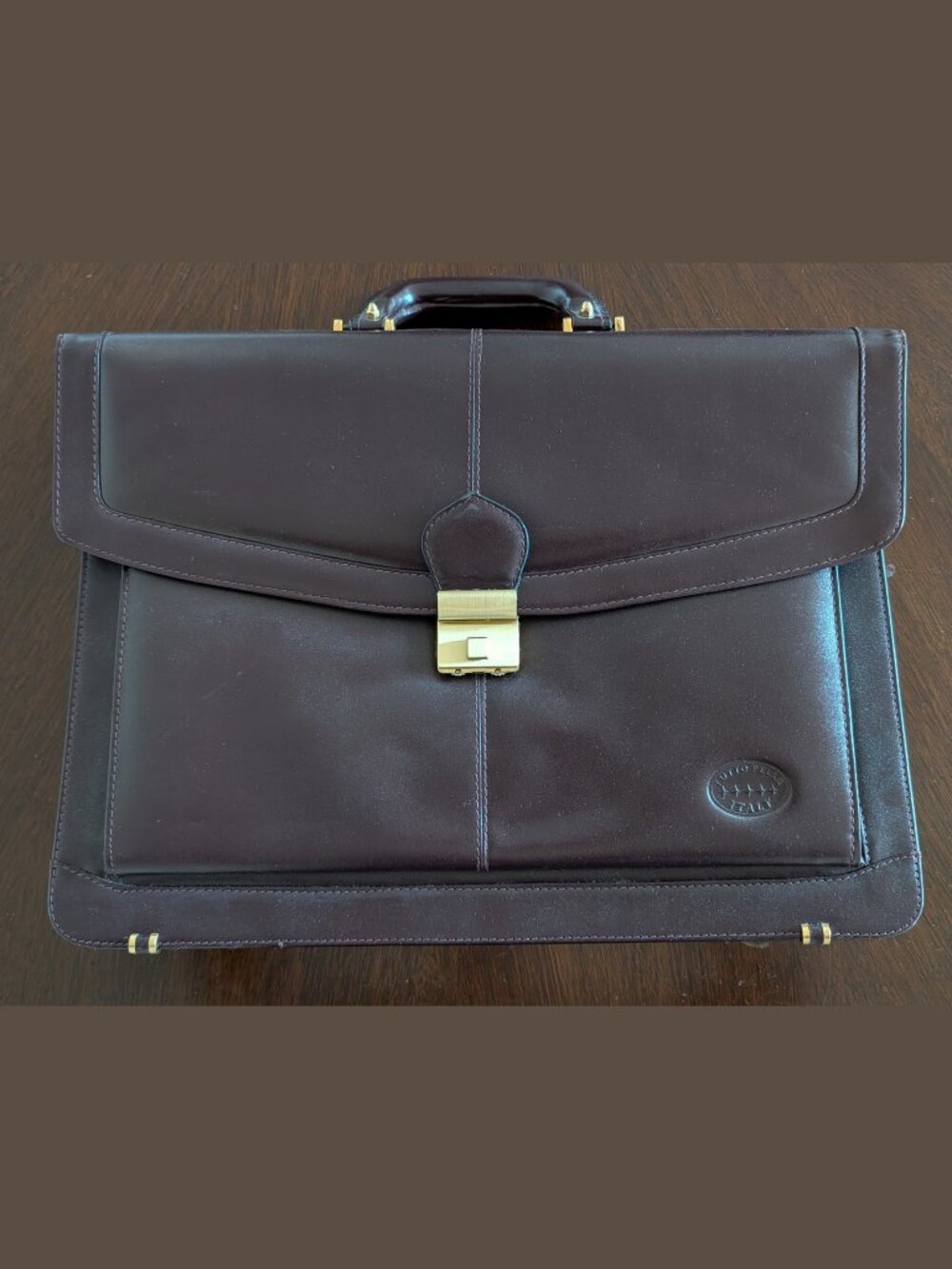 LNWOT Made in Italy Dark Brown Leather Briefcase Tutto Pelle MSRP $900